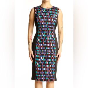 Scuba Geometric Sheath Dress